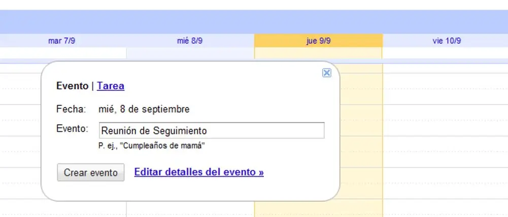 Crear Evento en Google Calendar